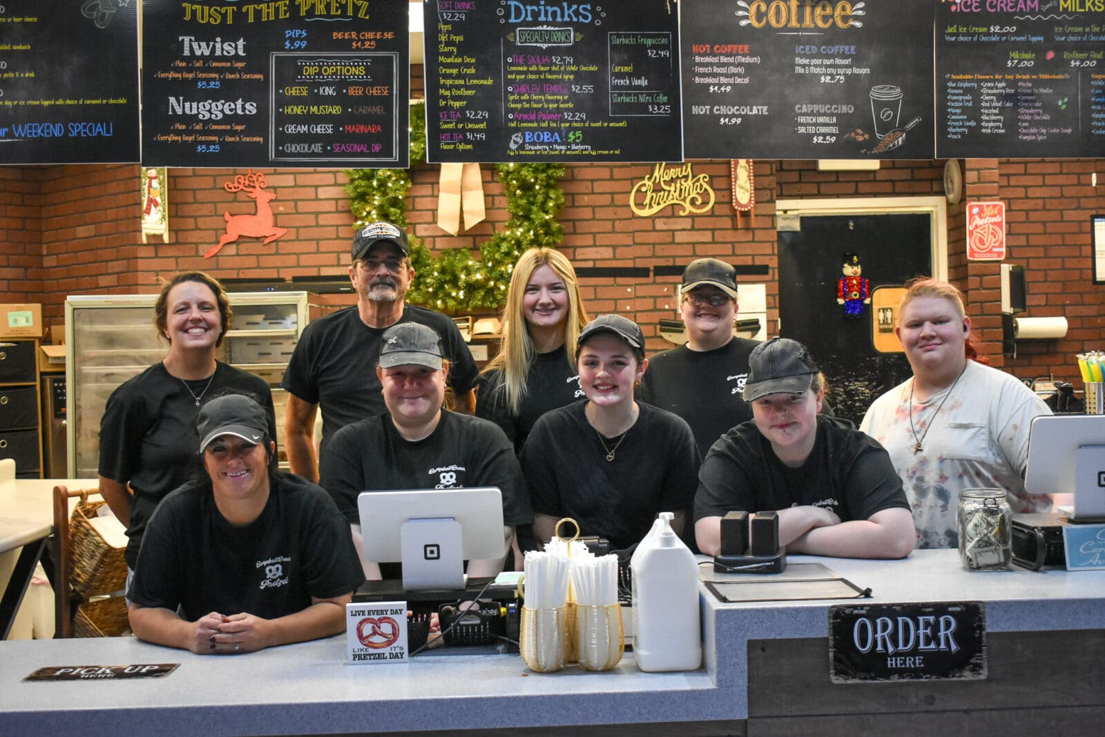 Campbell Creek Pretzels' staff members group photo.